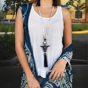 Designer Jewelry Natural Irregular Pearls Silver Necklace Bull Head